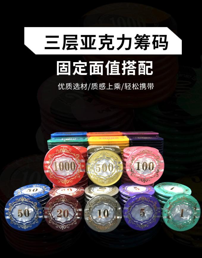 UV防伪三层亚克力赌场筹码展示图1