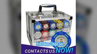 600PCS/set 14g Clay Chips Sets with Acrylic Box Texas Hold'em Poker Chips
